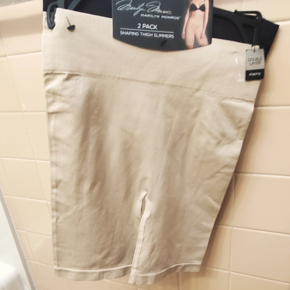 NWT Marilyn Monroe 2Pk Shaping Thigh Slimmders Szs L & 1X Black/ Tan $30 each